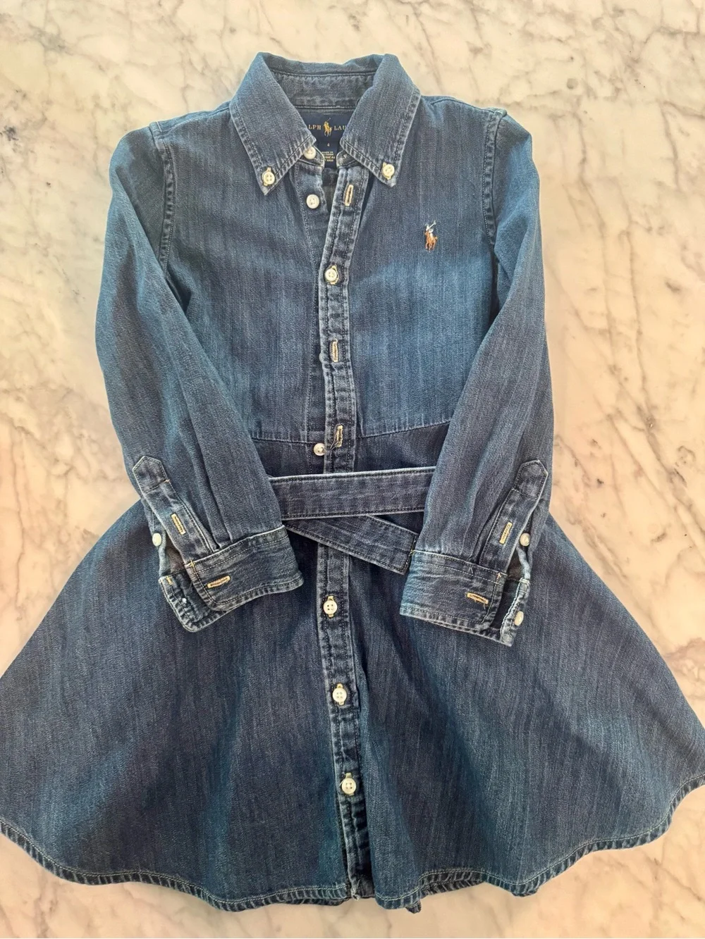 Ralph Lauren Girls' Denim Button-Front Dress Jacket - Blue